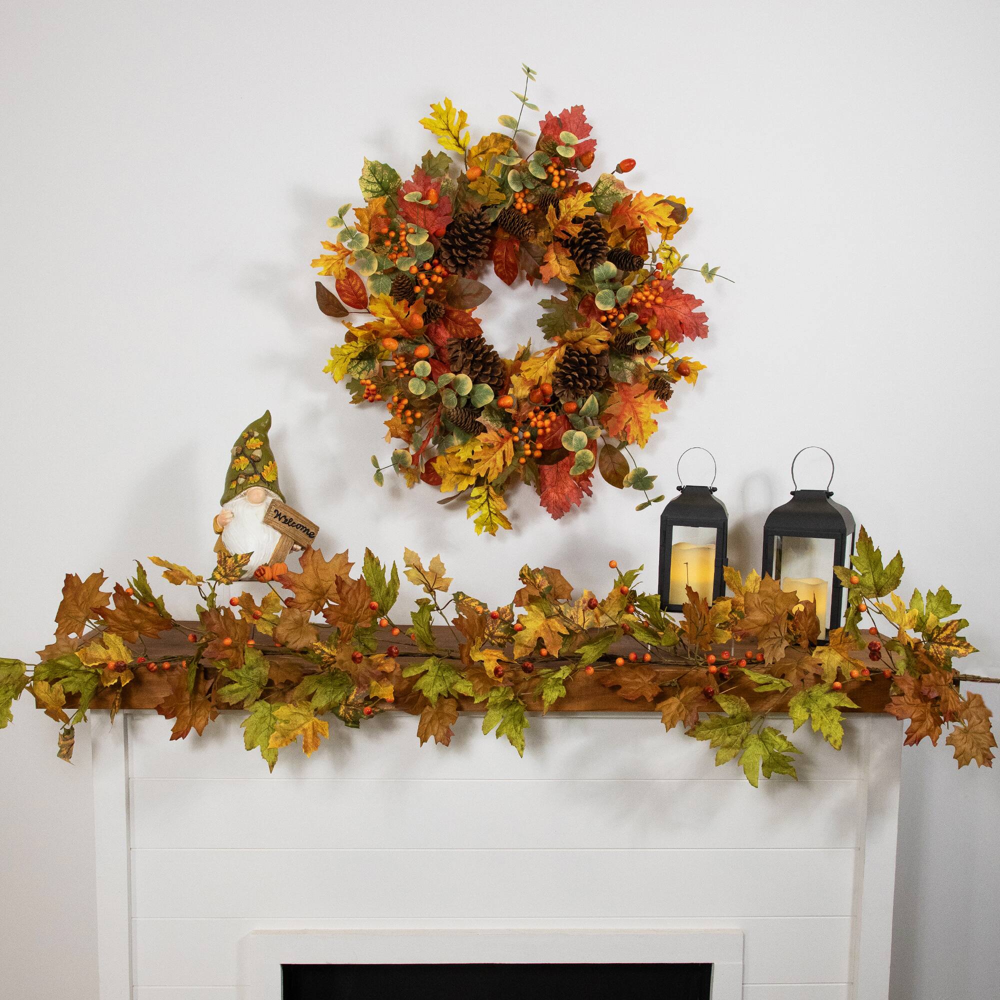 5ft. Maple Leaves & Berries Artificial Fall Harvest Garland